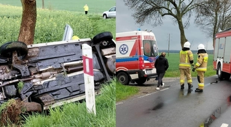 28-letni kierowca Skody Fabii dachował na drodze Sława-Stare Strącze (FOTO)