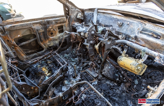 Wschowa. Opuszczone Mitsubishi w płomieniach FOTO