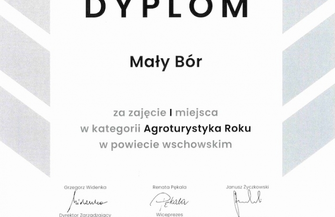 Agroturystyka Mały Bór Nagroda w Konkursie Mistrzowie Agro