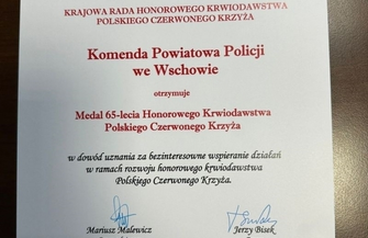 Aspirant Dariusz Brychcy uhonorowany za bezinteresowną pomoc