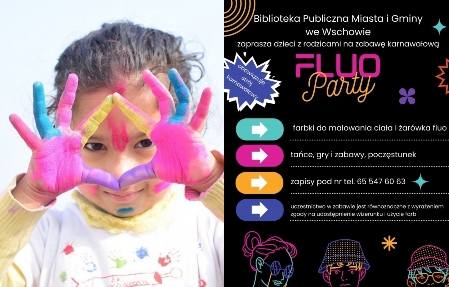 Karnawał pełen kolorów Fluo Party dla dzieci w Bibliotece Publicznej we Wschowie