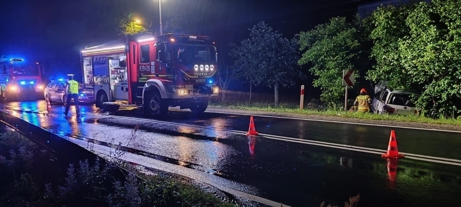 Seat wypadł z drogi podczas burzy. Siedem osób przewiezionych do szpitala
