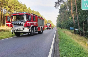 Wypadek na trasie Lubiatów-Lubogoszcz. Motocyklista ze złamanąnogą trafił do szpitala FOTO