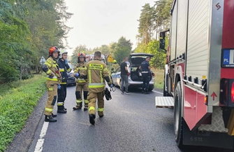 Wypadek na trasie Lubiatów-Lubogoszcz. Motocyklista ze złamanąnogą trafił do szpitala FOTO