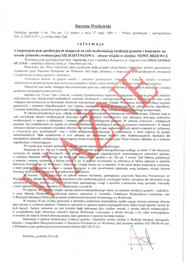 Modernizacja ewidencji gruntów i budynków. Prace w gminie Szlichtyngowa