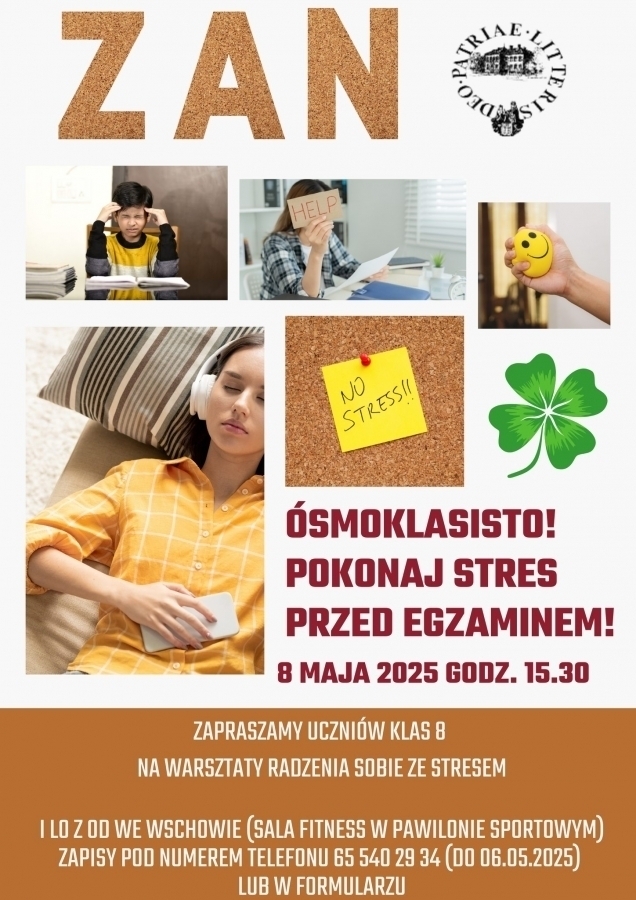 100 dni do egzaminu egzaminu ósmoklasisty. I LO we Wschowie zaprasza na darmowe warsztaty