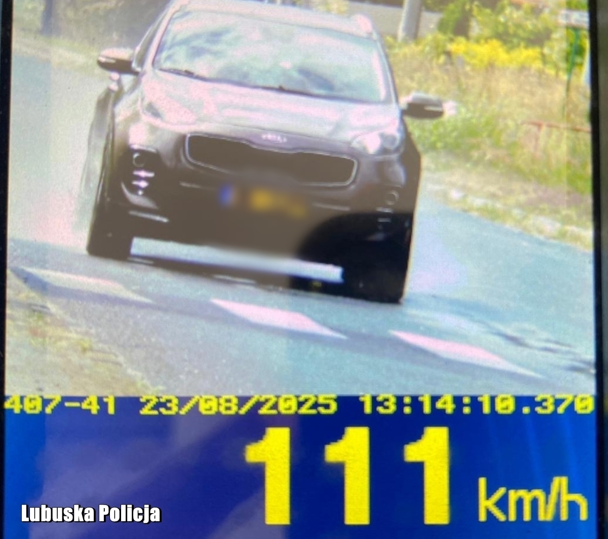 Kierowca KIA pędzący 111 kmh przez Golę. Źródło Lubuska Policja