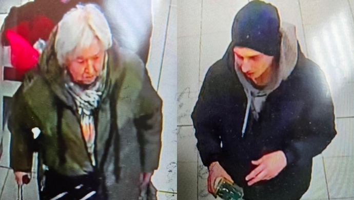 Starsza kobieta i młody mężczyzna. Policja szuka sprawców wykroczeń