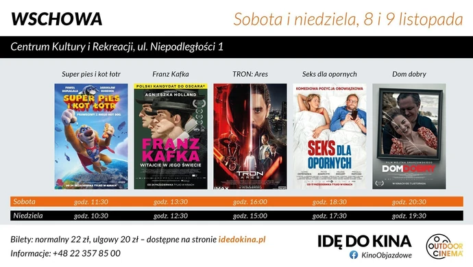 Kino Objazdowe wraca do Wschowy. Repertuar na weekend 8-9 listopada