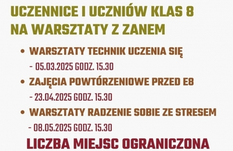 100 dni do egzaminu egzaminu ósmoklasisty. I LO we Wschowie zaprasza na darmowe warsztaty