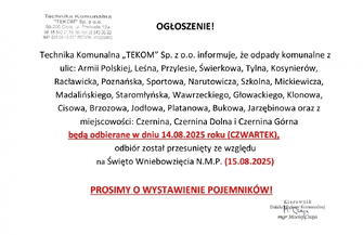 Zmiany w odbiorze odpadów za 15 sierpnia. Sprawdź nowy termin dla swojej ulicy i wsi