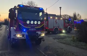 OSP Wschowa podczas gaszenia pożaru w Przyczynie Górnej