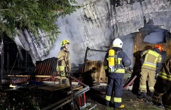 Pożar domku letniskowego w Sławie