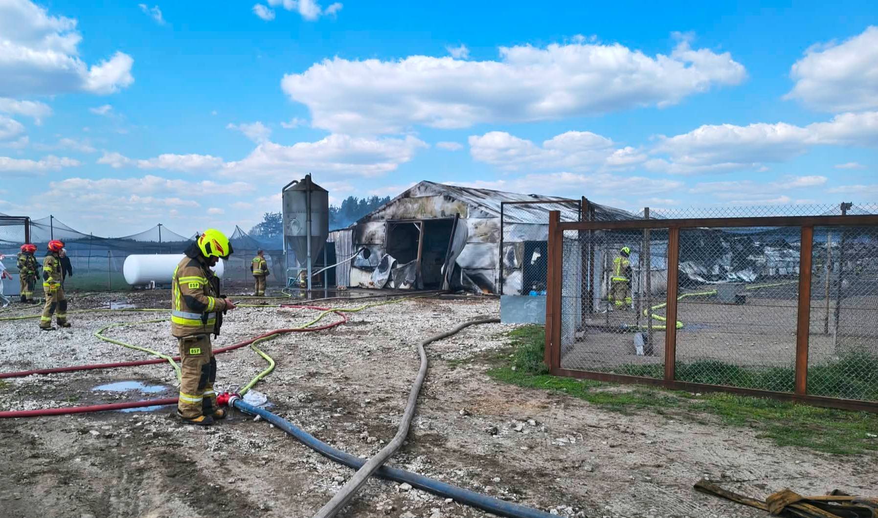 Pożar budynku gospodarczego w Lipinkach. Na miejscu liczne zastępy straży