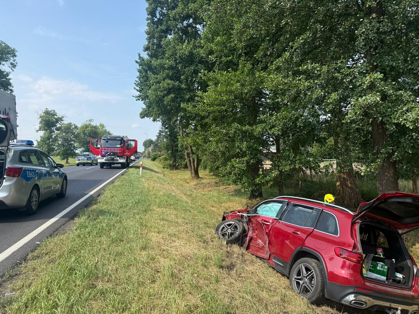 Wypadek na trasie Wschowa - Szlichtyngowa. Cztery osoby poszkodowane lądował śmigłowiec