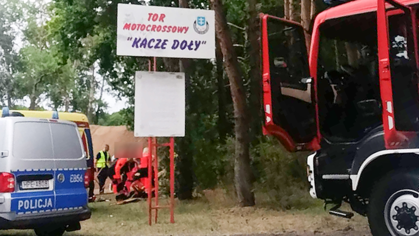 Wypadek na torze motocrossowym Kacze Doły. Na miejscu lądował helikopter LPR