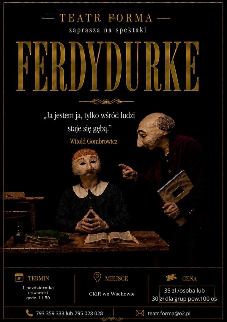 Teatr Forma zagra Ferdydurke w CKiR. Ucieknij przed pupą i gębą