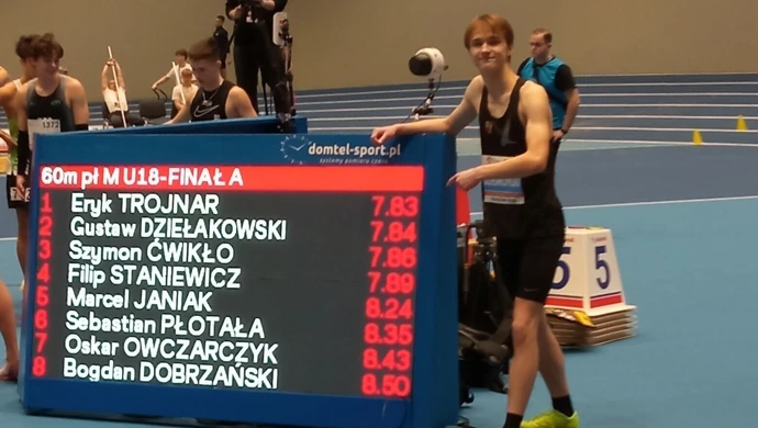 7,84 s w debiucie w U18. Gustaw Dziełakowski ze srebrem mistrzostw Polski