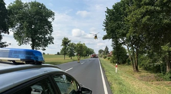 Wypadek na trasie Wschowa - Szlichtyngowa. Cztery osoby poszkodowane, lądował śmigłowiec